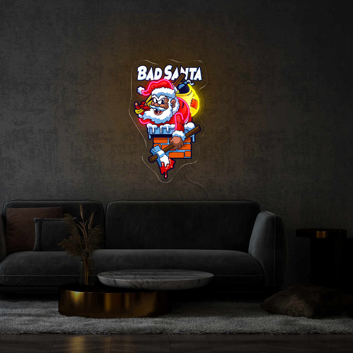 Bad Santa christmas Artwork Led Neon Sign