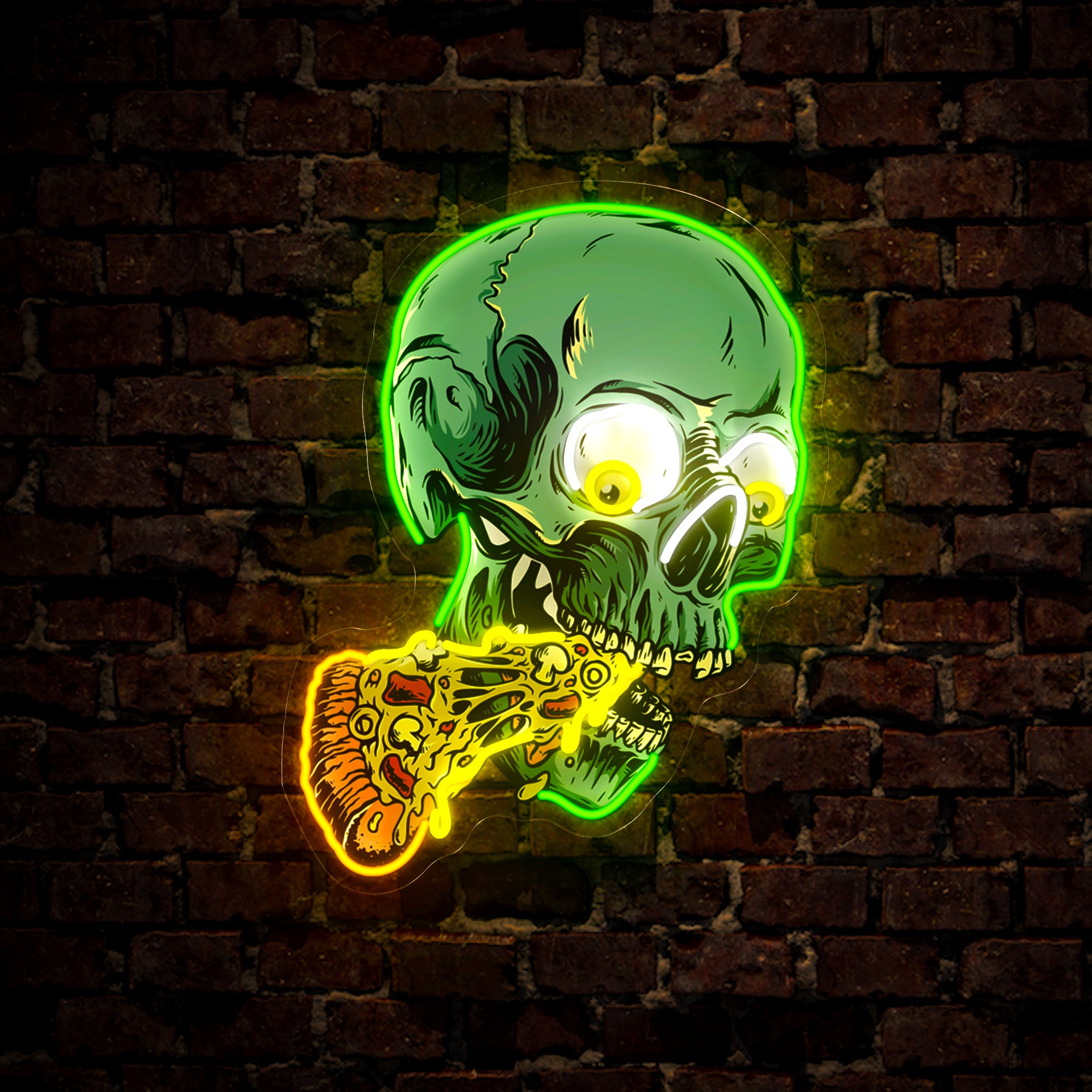 Skull and Pizza Artwork Led Neon Sign