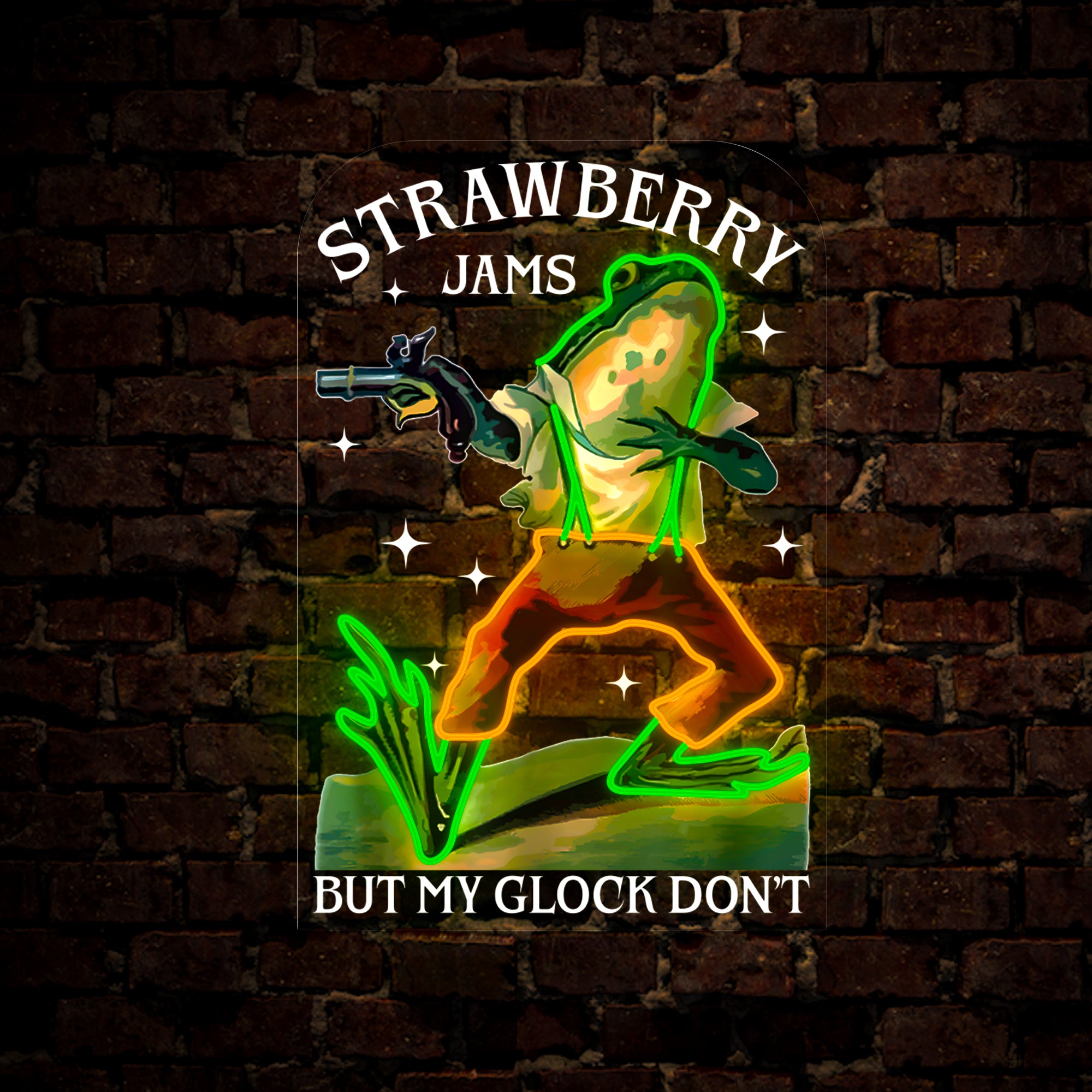 Strawberry Jam But My Glock Didn't Artwork Led Neon Sign