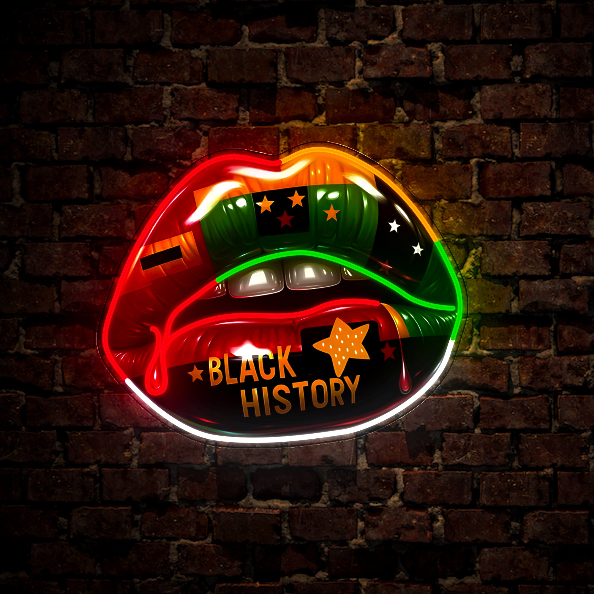 Black History Month Lips Juneteenth Artwork Led Neon Sign