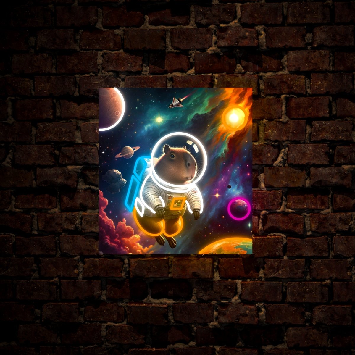 Capybara Astronaut Artwork Neon Sign - Reels Custom