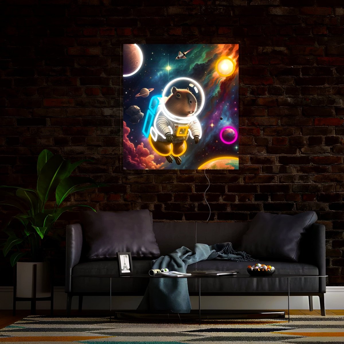 Capybara Astronaut Artwork Neon Sign - Reels Custom