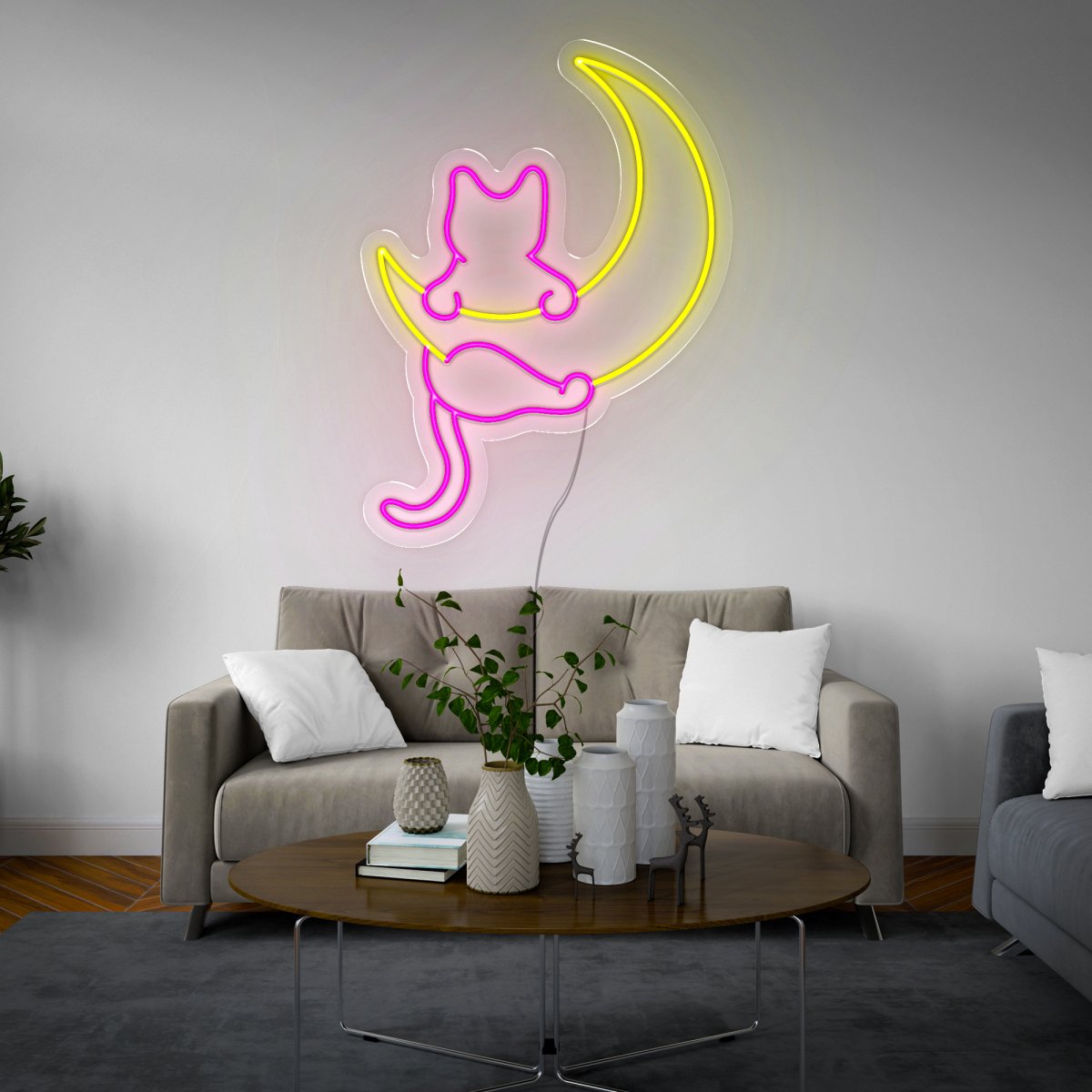 Cat And Moon Anime Led Neon Sign - Reels Custom