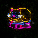 Cat On Books Neon Sign - Reels Custom