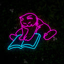 Cat Reading Book Neon Sign - Reels Custom