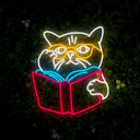 Cat Reading Book Neon Sign - Reels Custom