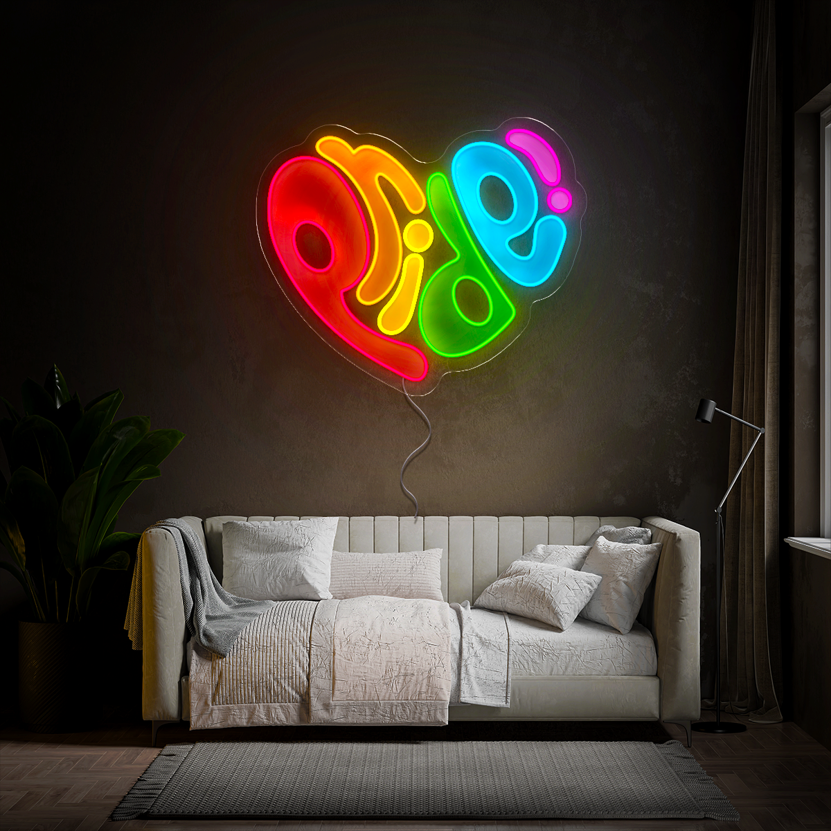 Word Pride In Heart Lgbtq Artwork Led Neon Sign