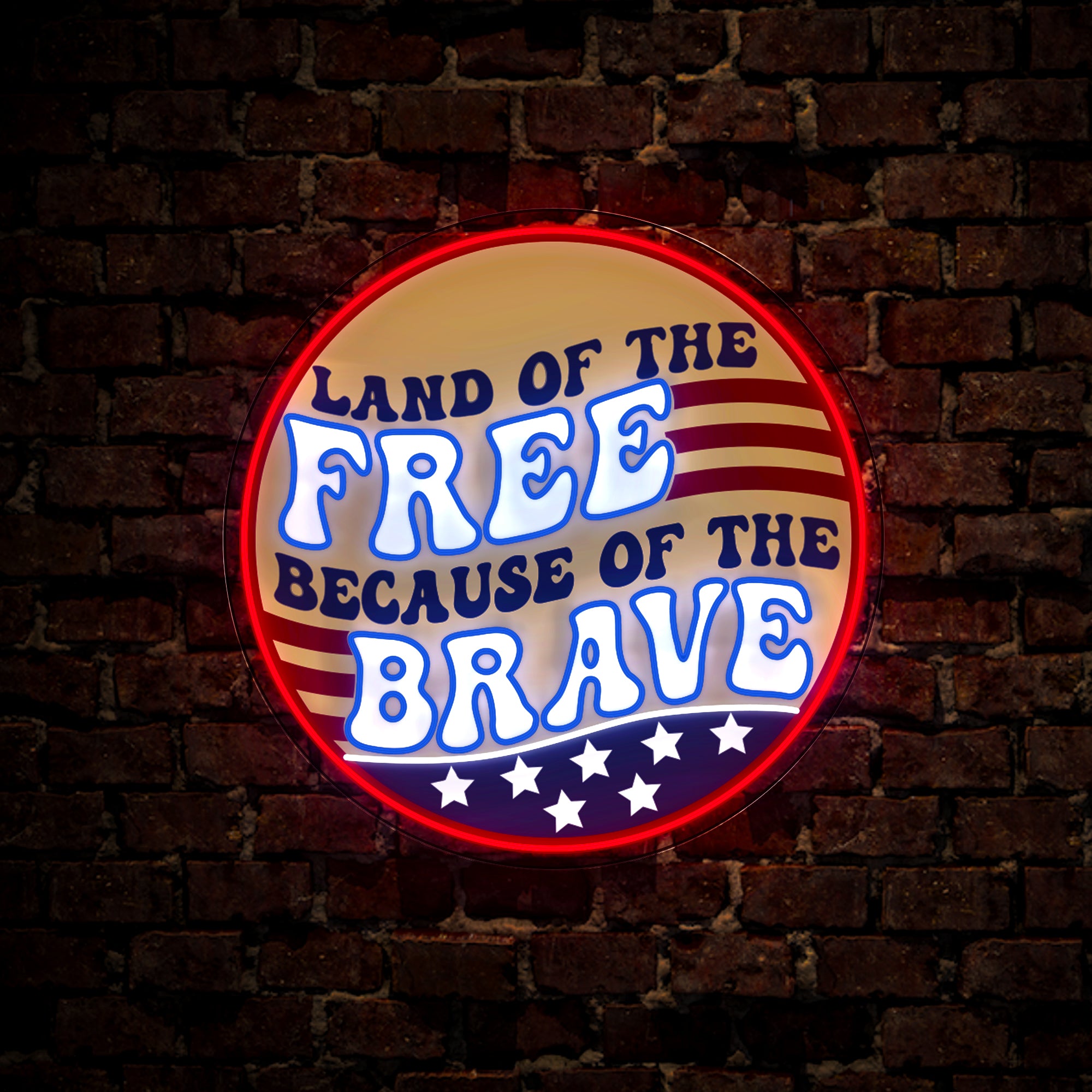 Land of the Free because of the Brave 4th of July Artwork Led Neon Sign