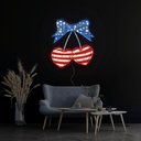 Cherry Coquette Bow 4th of July Artwork Led Neon Sign - Reels Custom