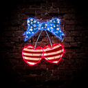 Cherry Coquette Bow 4th of July Artwork Led Neon Sign - Reels Custom