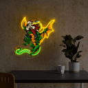 Christmas Santa claus on a flying dragon carrying christmas gifts Artwork Led Neon Sign - Reels Custom