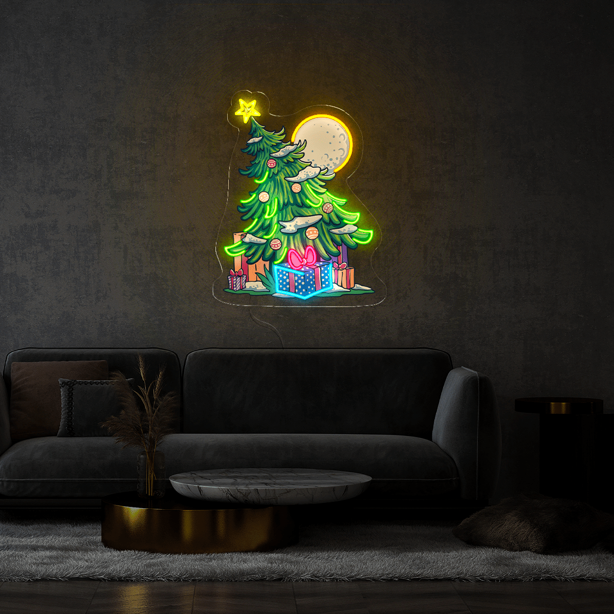Christmas Tree with many gifts Artwork Neon Sign - Reels Custom