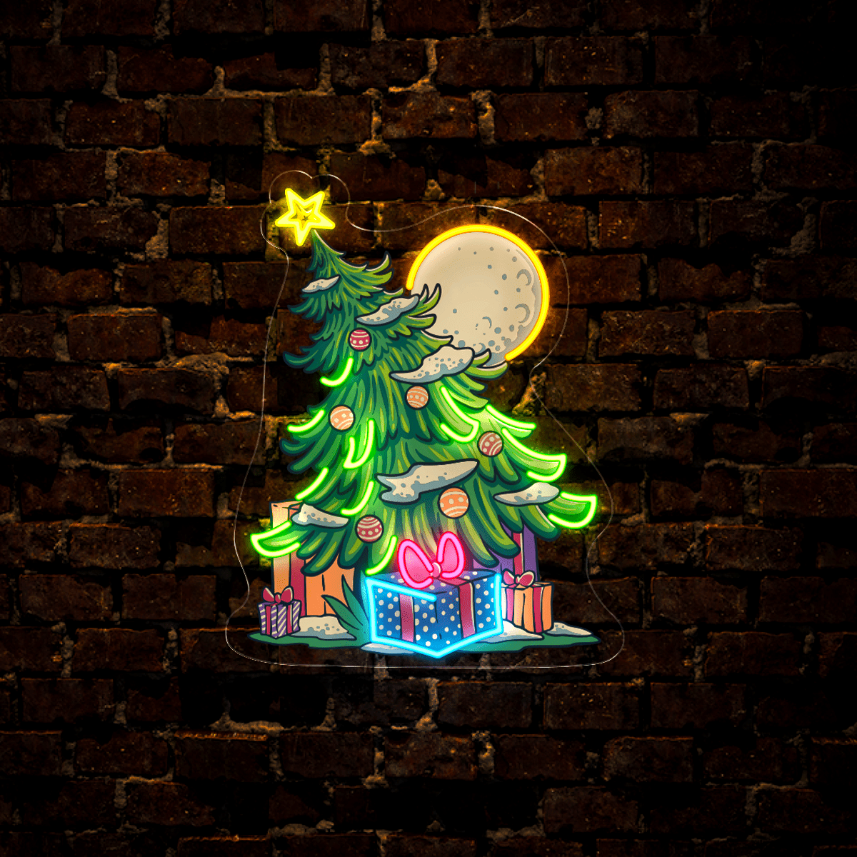 Christmas Tree with many gifts Artwork Neon Sign - Reels Custom