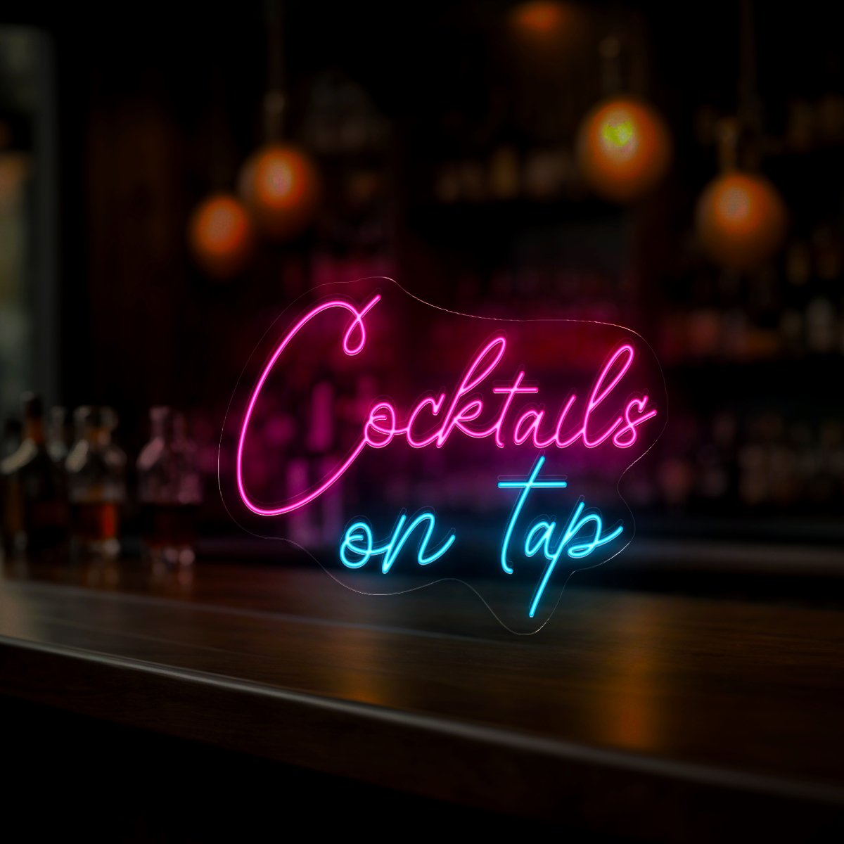 Cocktails On Tap Neon Sign - Reels Custom