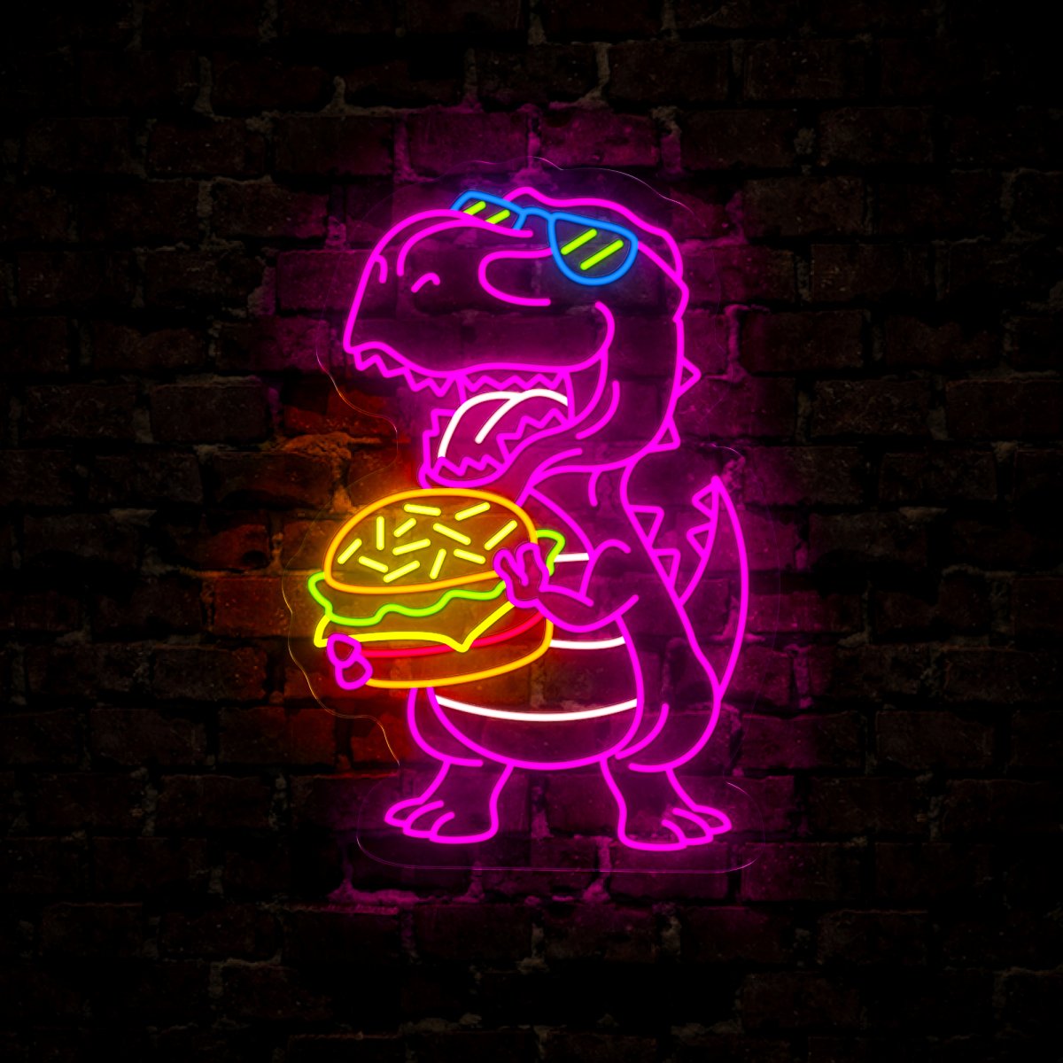 Cool Dinosaur and Hamburger Neon Sign - Reels Custom