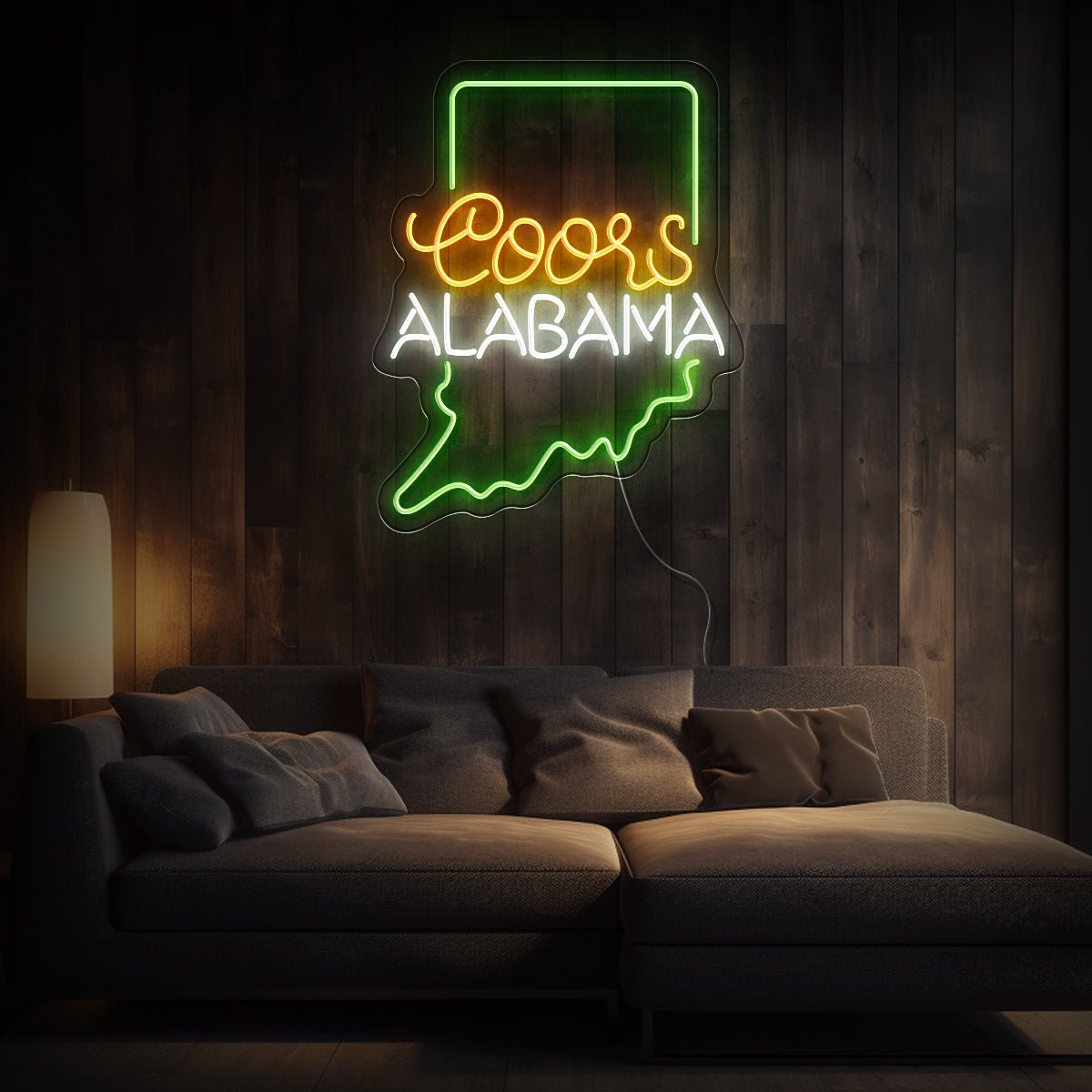 Coors American Alabama Maps Neon Sign - Reels Custom