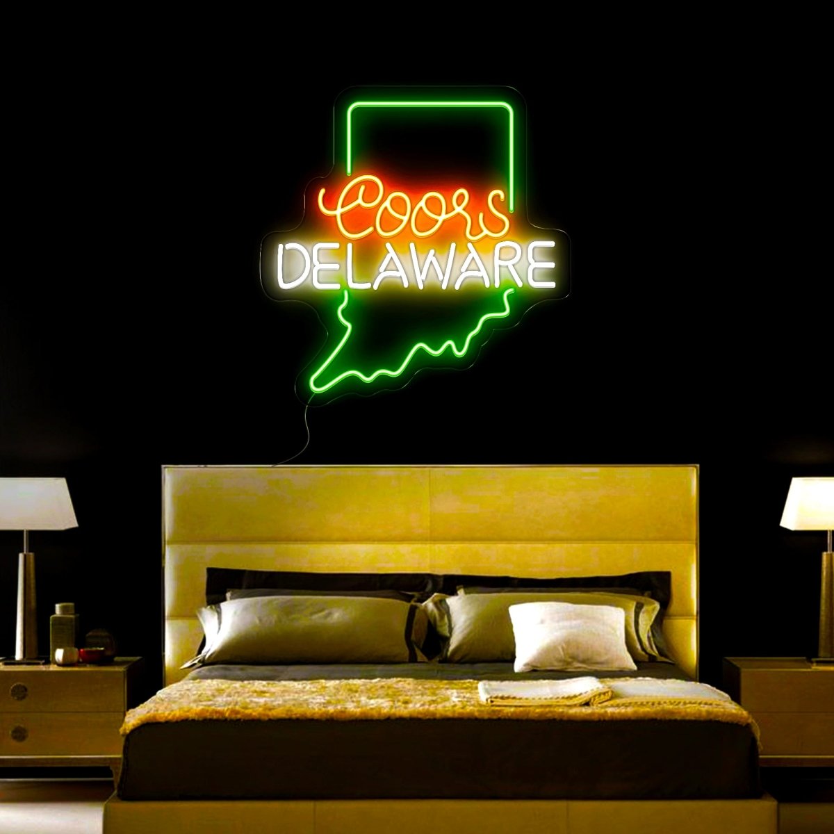 Coors American Delaware Maps Neon Sign - Reels Custom