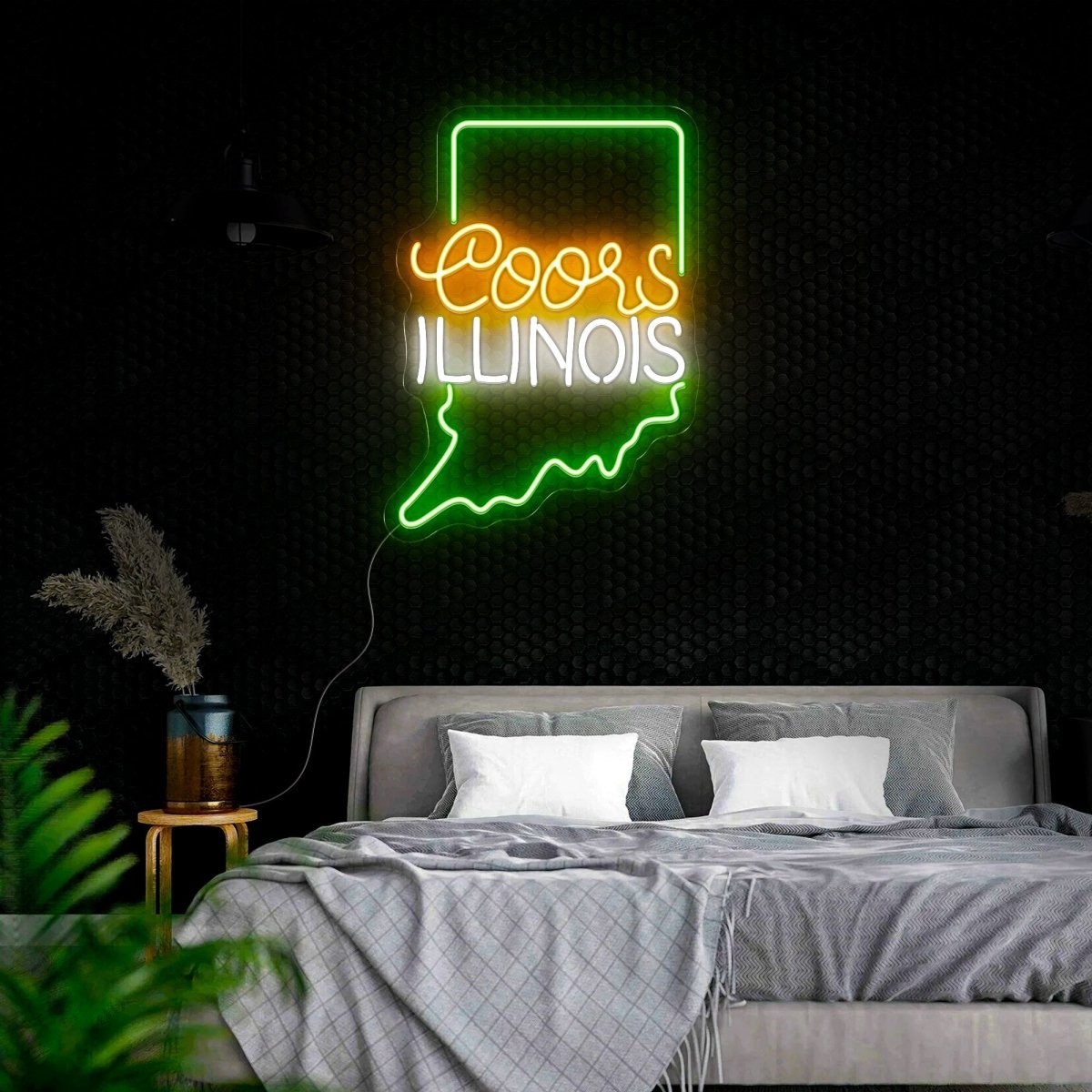 Coors American Illinois Maps Neon Sign - Reels Custom