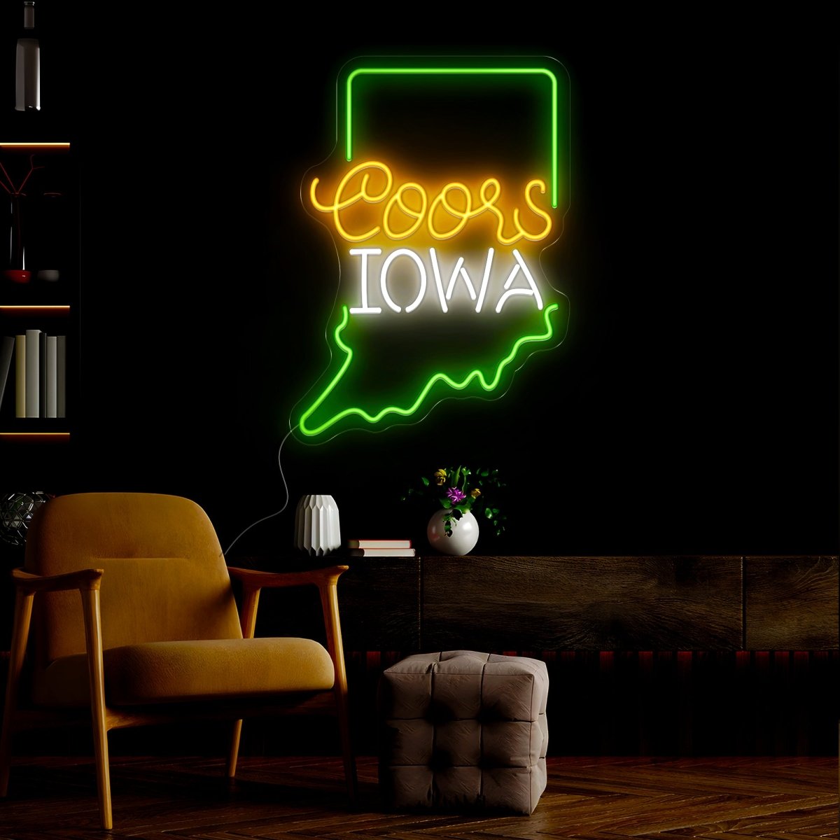 Coors American Iowa Maps Neon Sign - Reels Custom