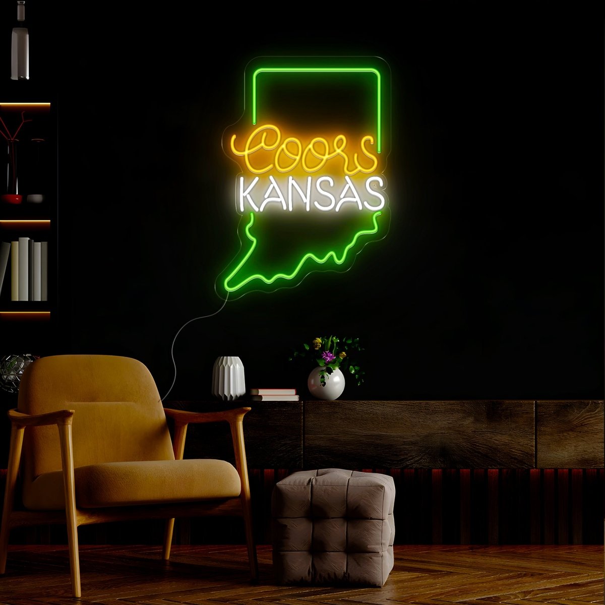 Coors American Kansas Maps Neon Sign - Reels Custom