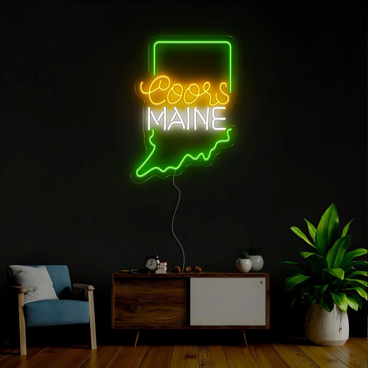 Coors American Maine Maps Neon Sign - Reels Custom