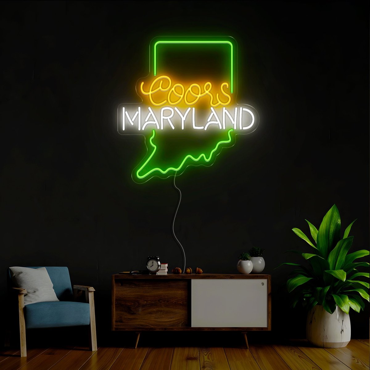 Coors American Marryland Maps Neon Sign - Reels Custom