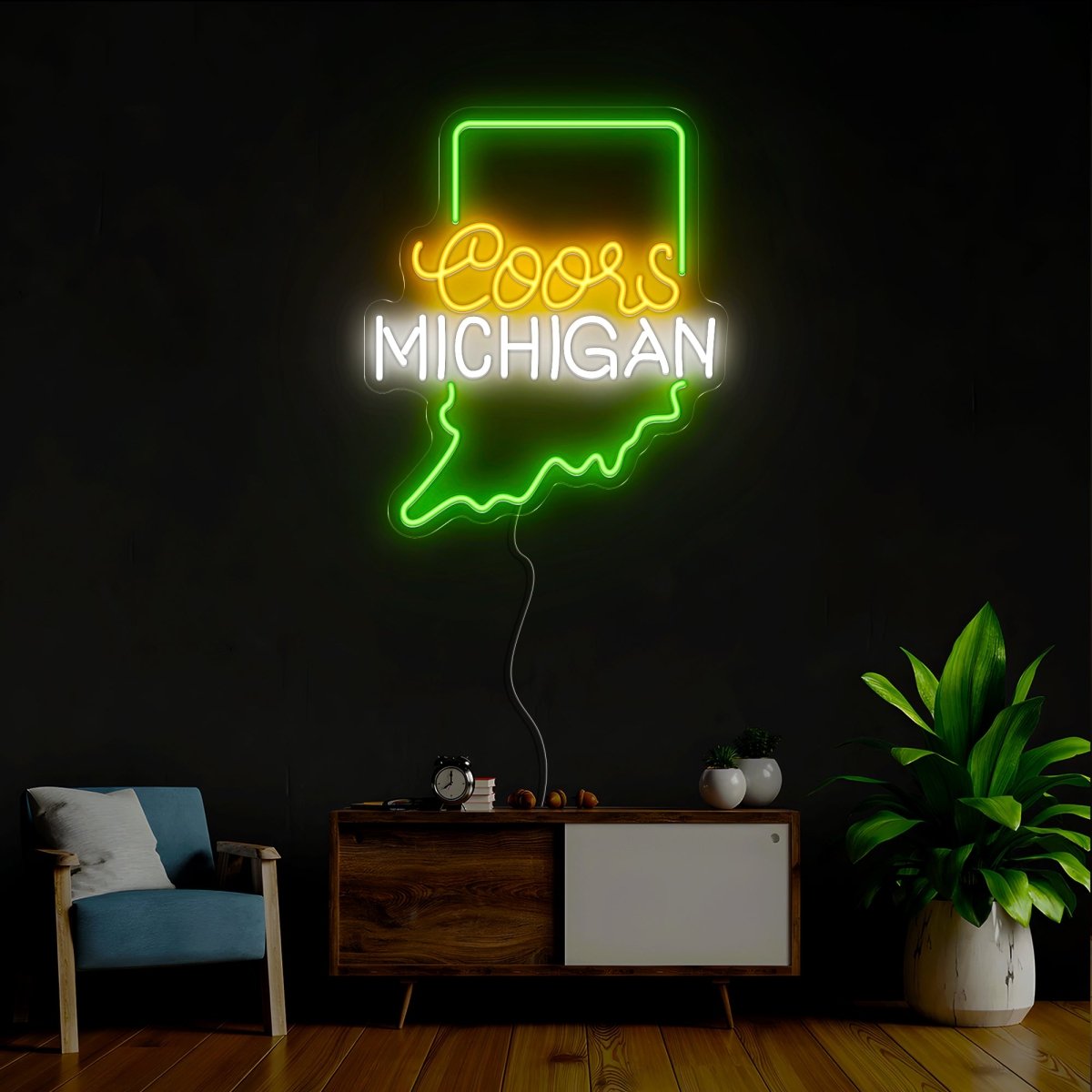 Coors American Michigan Maps Neon Sign - Reels Custom