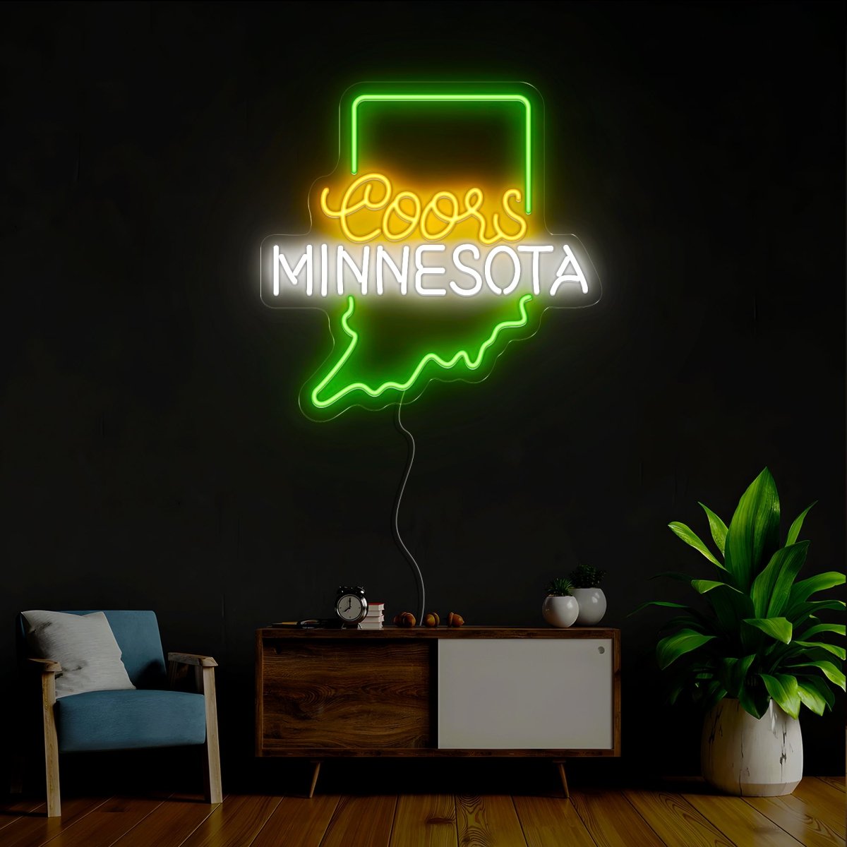 Coors American Minnesota Maps Neon Sign - Reels Custom