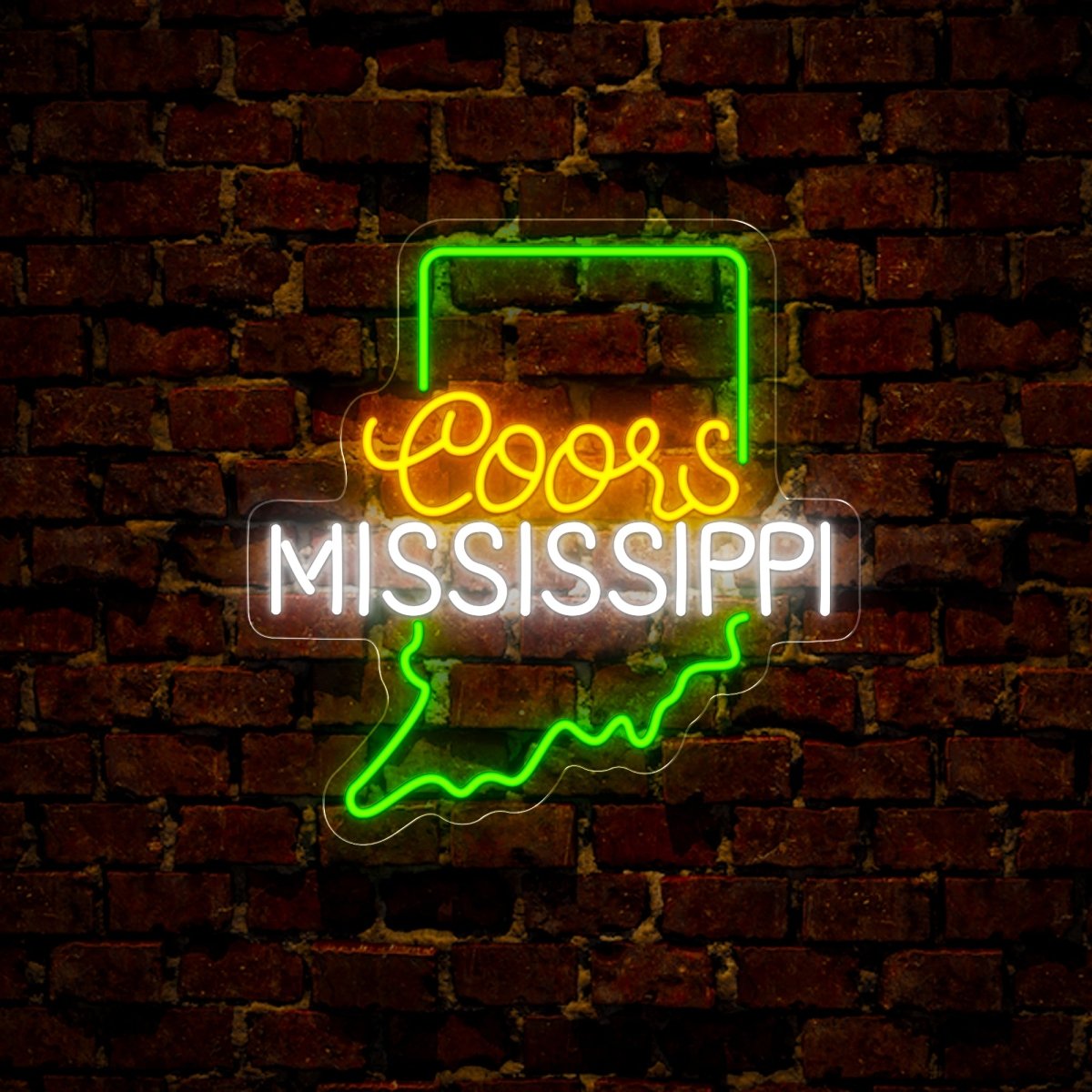 Coors American Mississippi Maps Neon Sign - Reels Custom
