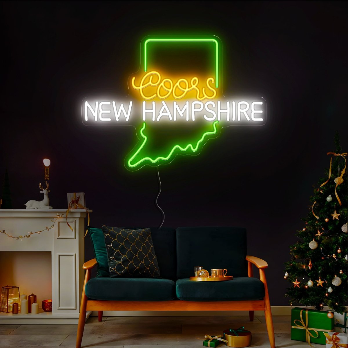Coors American New Hampshire Maps Neon Sign - Reels Custom