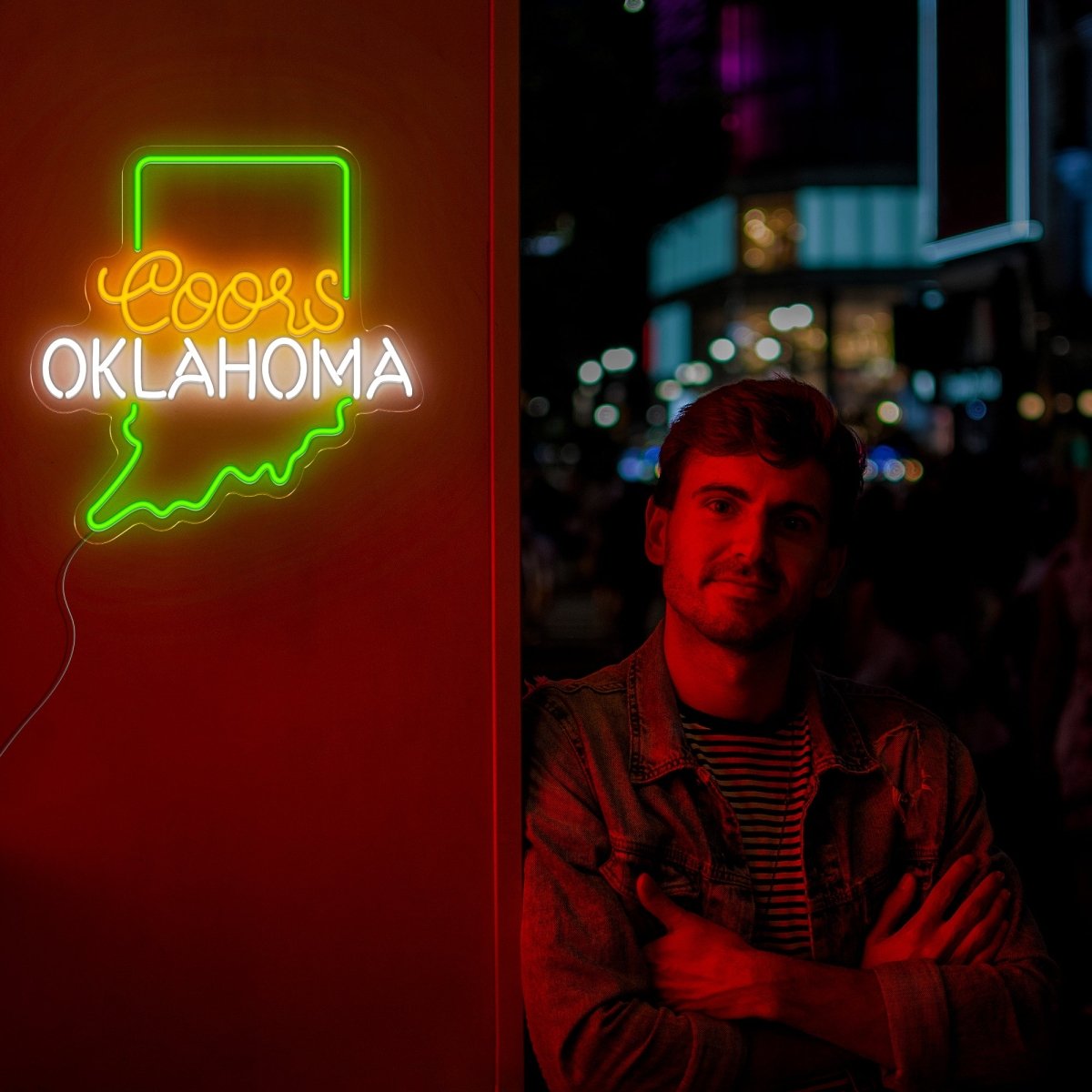 Coors American Oklahoma Maps Neon Sign - Reels Custom
