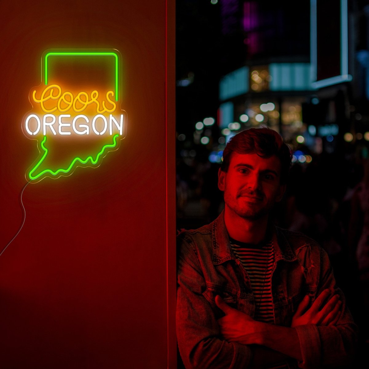 Coors American Oregon Maps Neon Sign - Reels Custom