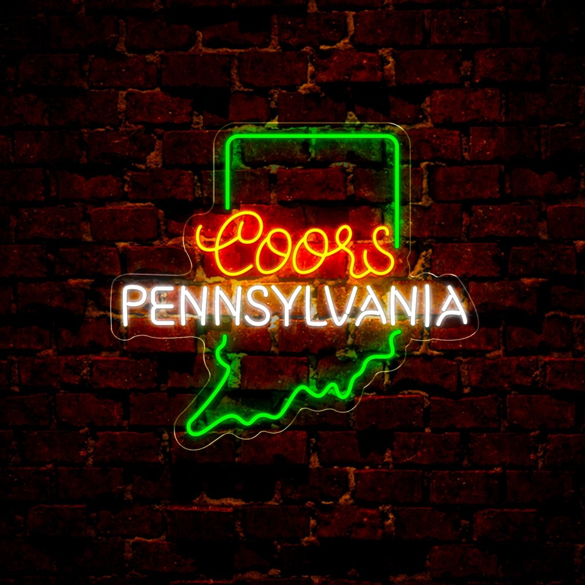 Coors American Pennsylvania Maps Neon Sign - Reels Custom