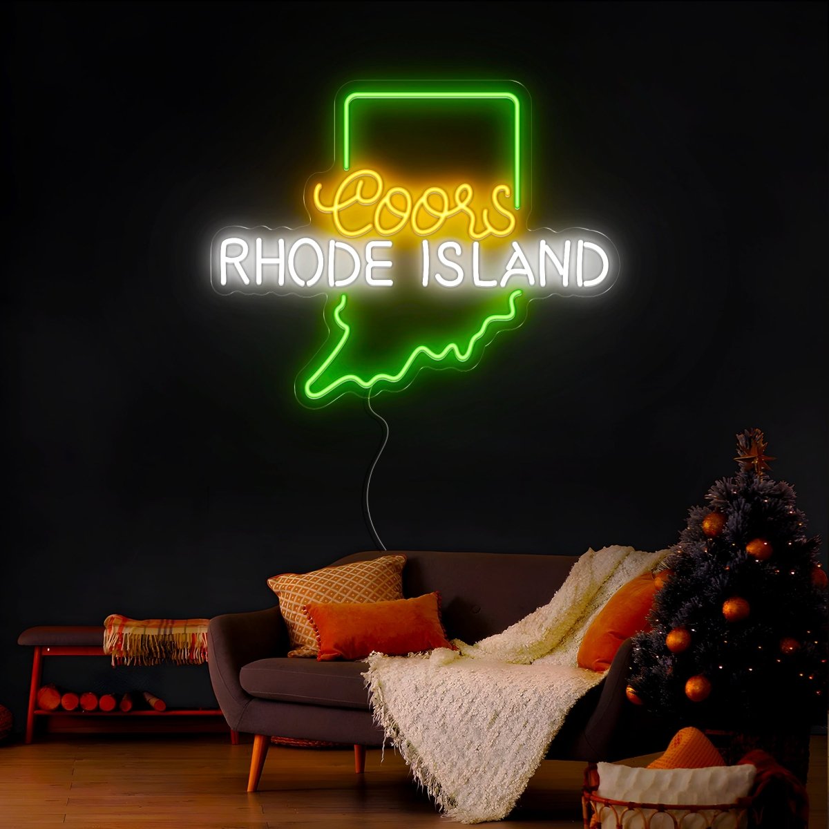 Coors American Rhode Island Maps Neon Sign - Reels Custom