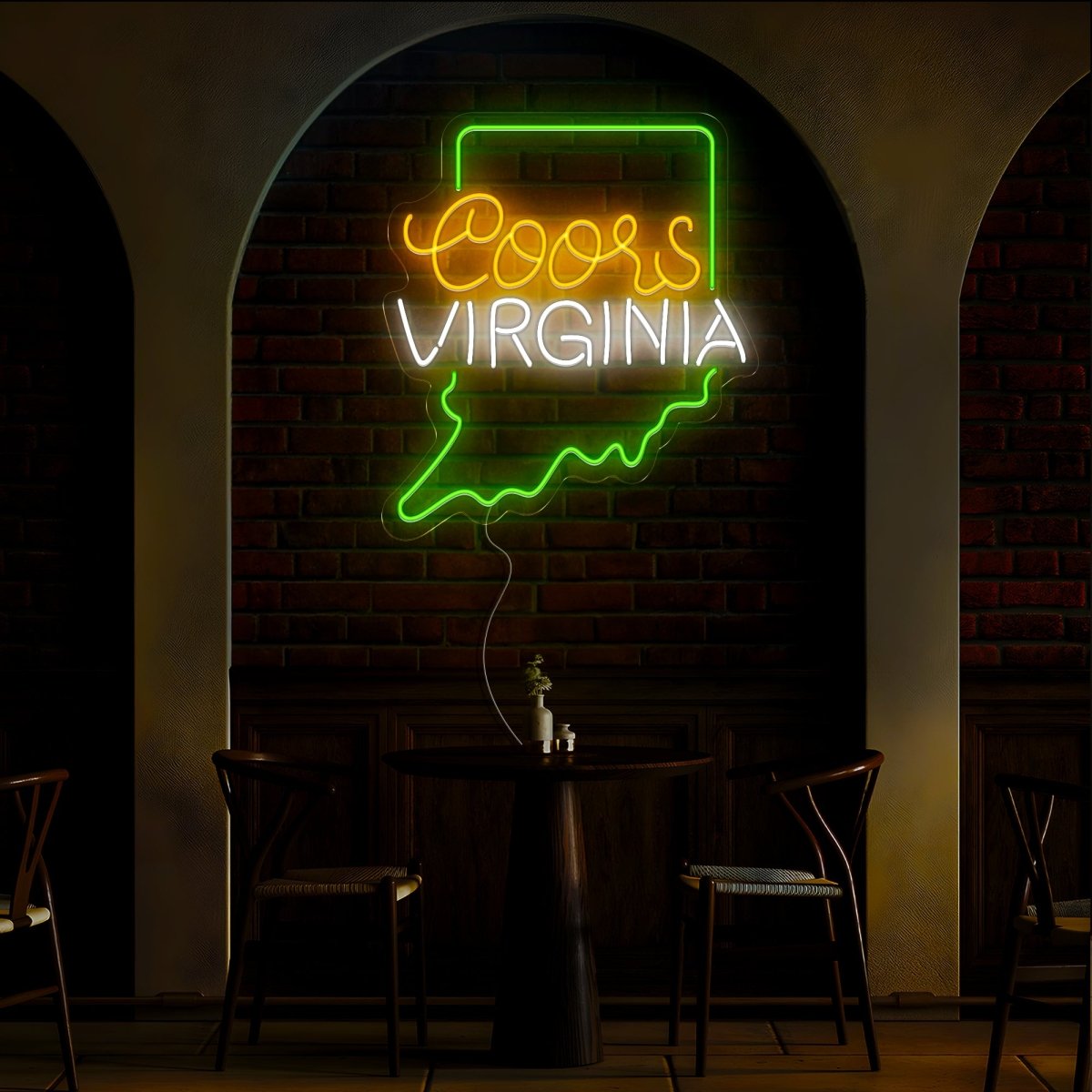 Coors American Virginia Maps Neon Sign - Reels Custom