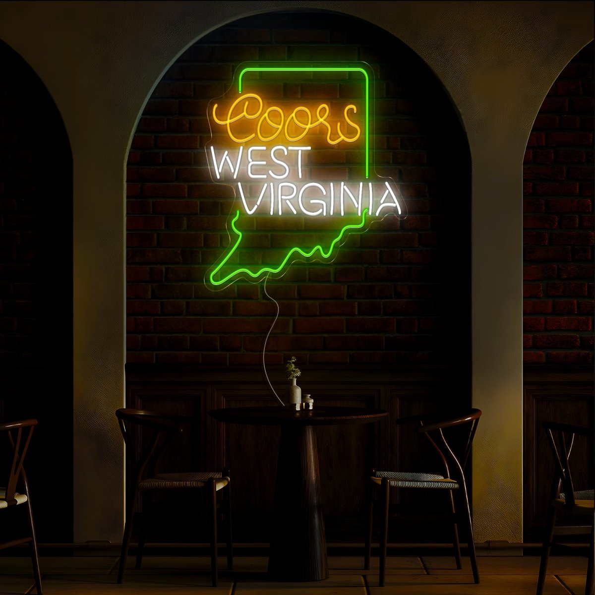 Coors American West Virginia Maps Neon Sign - Reels Custom