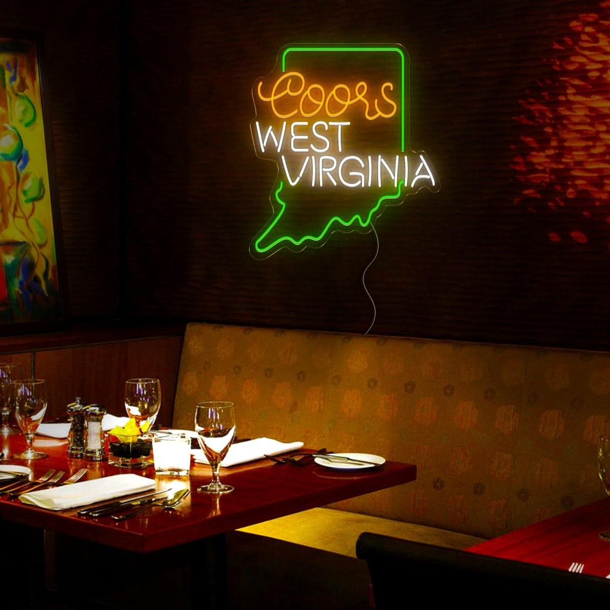 Coors American West Virginia Maps Neon Sign - Reels Custom
