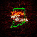 Coors American West Virginia Maps Neon Sign - Reels Custom