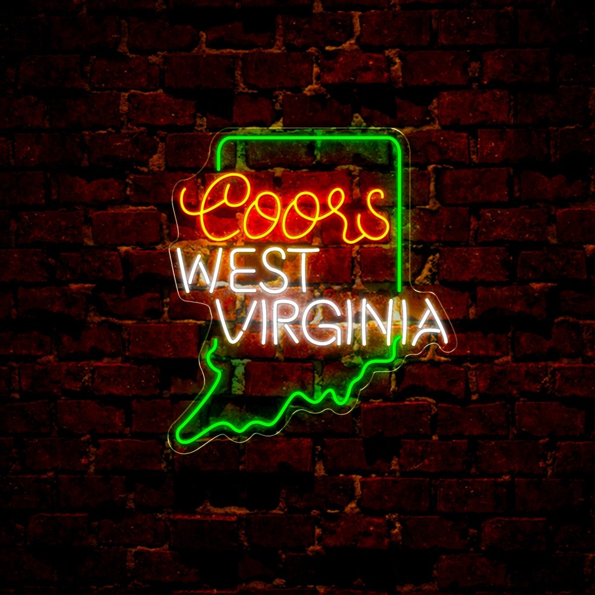 Coors American West Virginia Maps Neon Sign - Reels Custom