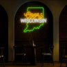 Coors American Wisconsin Maps Neon Sign - Reels Custom