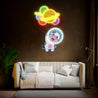 Cow Astronaut Floating With Planet Balloon Space Artwork Led Neon Sign - Reels Custom