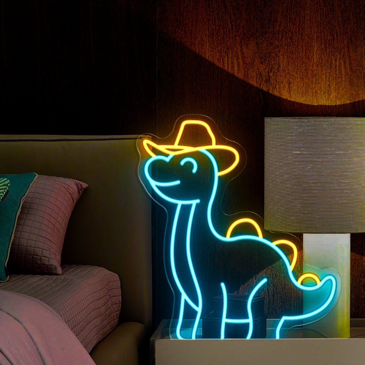 Cowboy Dinosaur Neon Sign - Reels Custom