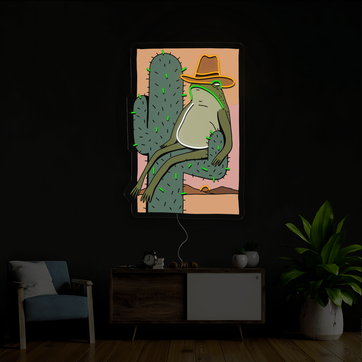 Cowboy Frog Artwork Neon Sign - Reels Custom