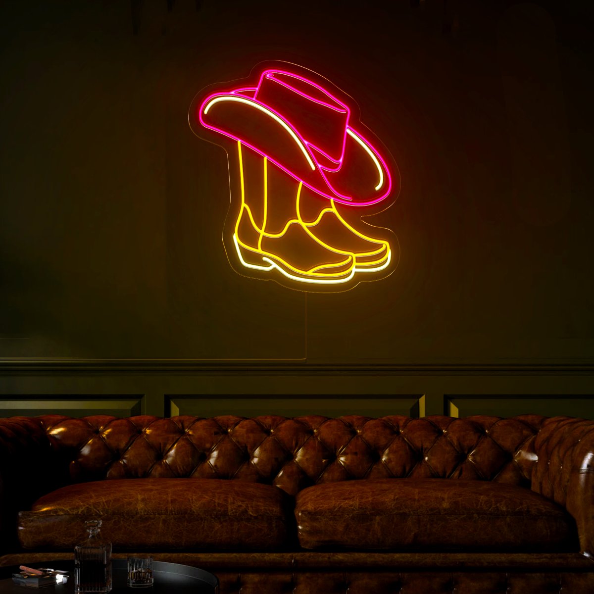 Cowboy Hat Shoe Neon Sign - Reels Custom