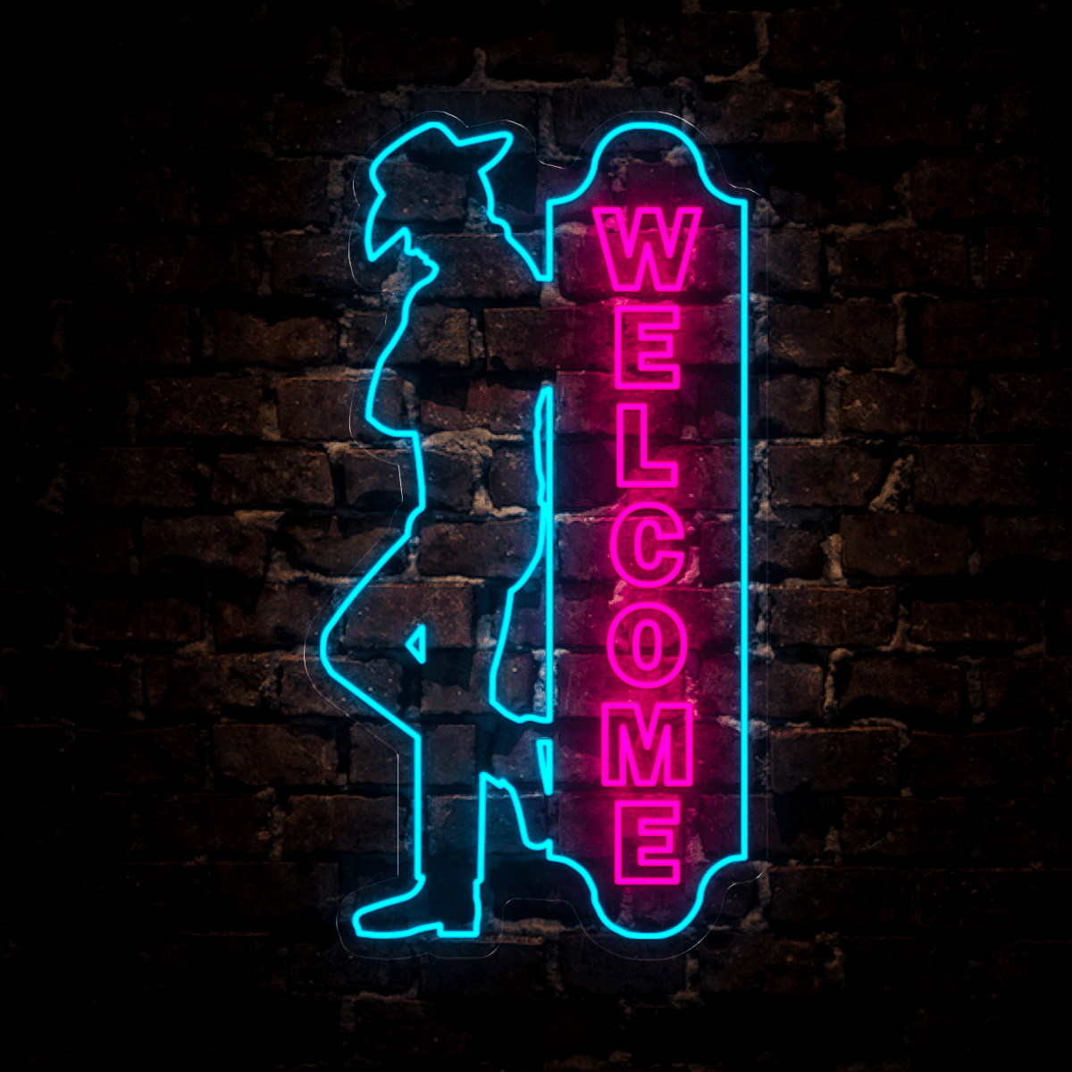 Cowboy Welcome Board Neon Sign - Reels Custom