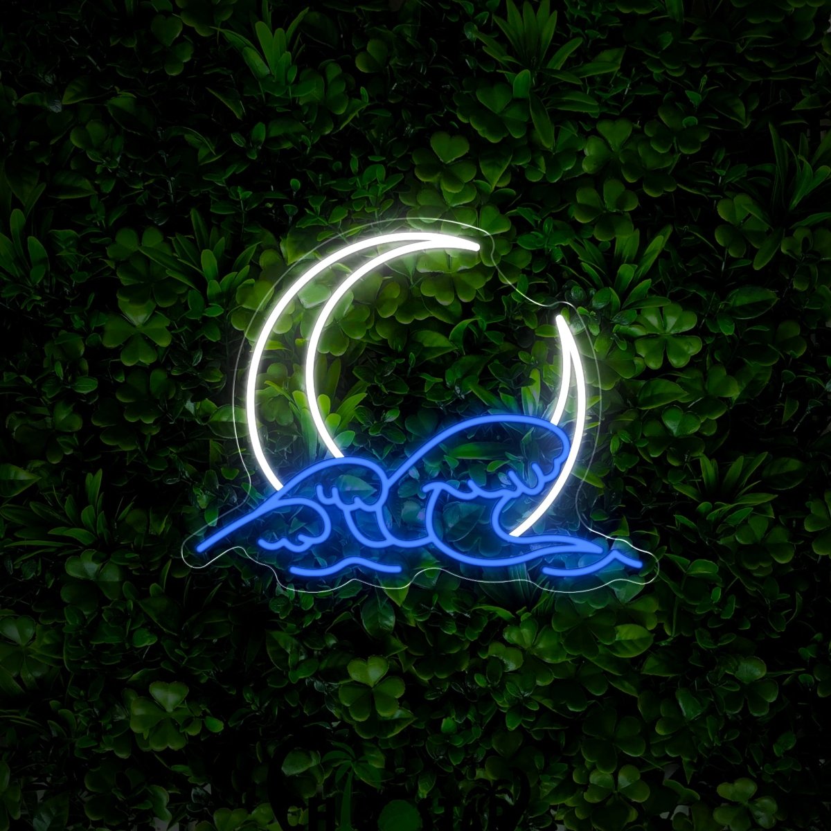 Crescent Moon Wave Japanese Neon Sign - Reels Custom