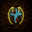 Cross with Roses Artwork Led Neon Sign - Reels Custom