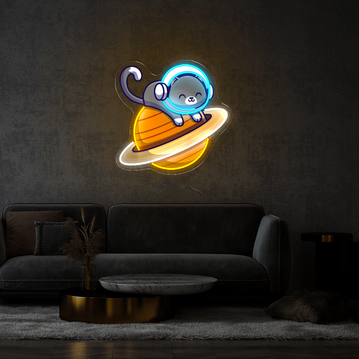 Cute Astronaut Cat Artwork Led Neon Sign - Reels Custom