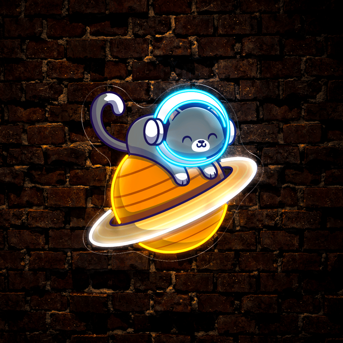 Cute Astronaut Cat Artwork Led Neon Sign - Reels Custom