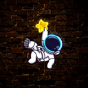 Cute Astronaut Catching Star Artwork Led Neon Sign - Reels Custom